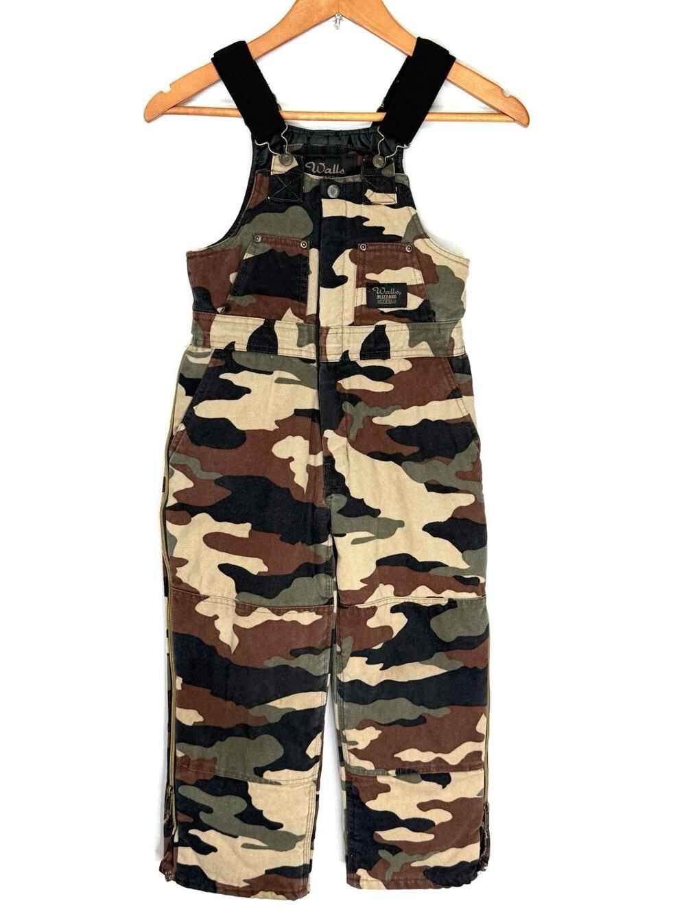 Walls Blizzard Pruf Camo Overalls Insulated Canvas Youth M 8-10 Boys Hunting